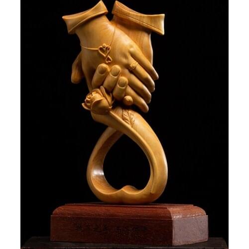 Wood Love hands Carving Crafts Home Decoration Creative Wedding Gifts Love Souvenirs Boxwood Carving