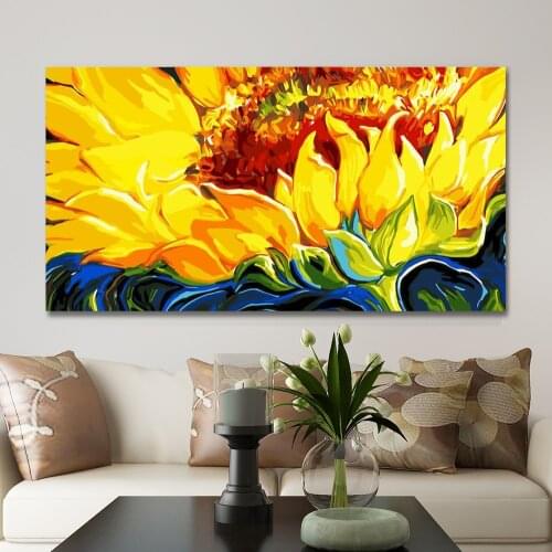 GATYZTORY 60x120cm Frame DIY Painting By Numbers Sunflower Paint On Canvas Large Size For Living Room Arts