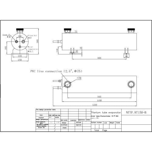 15HP horizontal type aquarium seawater heat exchanger , titanium tube evaporator