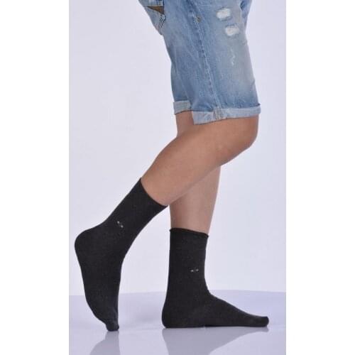 Idilfashion Male Cotton Towel Socket Stocking-Dark Gray-E-ART216 (3'LÜ PACKAGE)