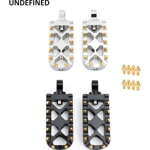 For Harley Foot Pegs MX Offroad Bobber Wide Fat Footrests Dyna Street Bob Fatboy Wide Eletra Glide Road King Sportster XL V-Rod