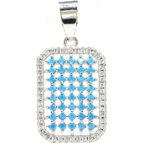30x14mm Hot Sell 2g Created Blue Turquoise Tanzanite Pink Kunzite Orange Spessartine Garnet White CZ 925 Sterling Silver Pendant