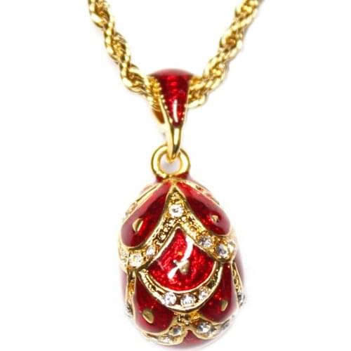Hottest Pendant Necklace Hottest Jewelry Brass Enamel Handmade Plating Scaly pattern Vintage Egg Pendant Necklace Gift To Women