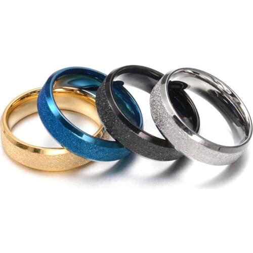 Frosted Party Ring for Women and Men Lover Matte Sandblasted Ring Black / Blue / Gold / Silver Color Titanium Couple Jewelry