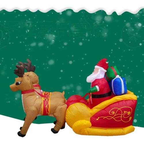 Cute Elk Sled Large Christmas Santa Claus Inflatable Props Led Night Light Party Outdoor Party Decoration Glow In The Dark Toy
