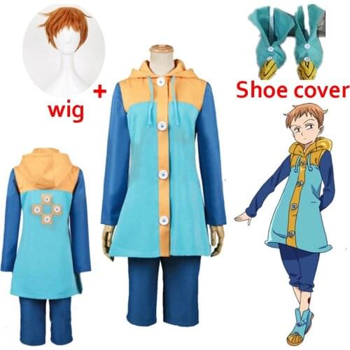 Sin of Sloth Harlequin king The Seven Deadly Sins Nanatsu No Taizai Cosplay men and women Costume Full Set and Wig Shoe cover