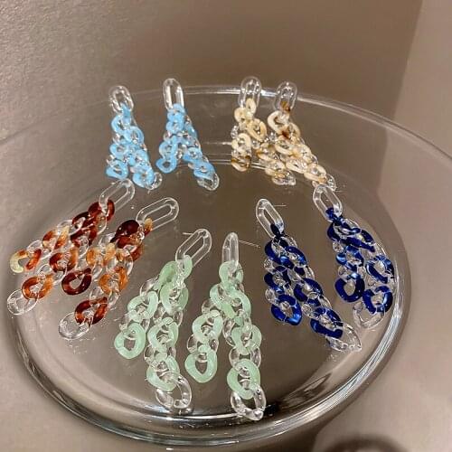 New Acrylic Personalized Chain Earrings Long Earrings for Women Temperament Geometric Korean Fashion Jewelry 2021