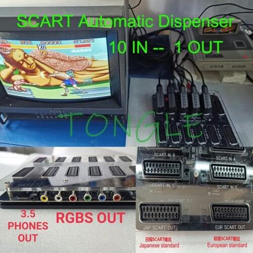 New 10 IN 1 OUT Automatic Switcher 10 Way In SCART ( EUR ) 2 Way Out (1*SCART European Output + 1 RGBS RCA Output) Distributor