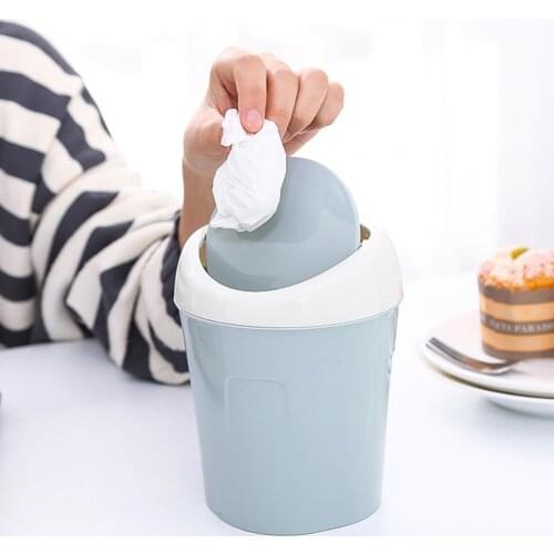 Mini Trash Can Plastic Flip Lid Garbage Bin Home Office Table Dustbin Practical Dormitory Trash Bin Kitchen Garbage Organizer