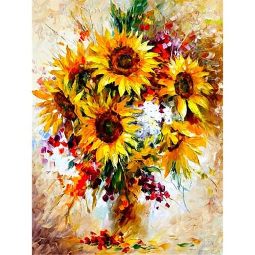 Sunflowers Flower DIY Cross Stitch 11CT Embroidery Kits Needlework Craft Set Cotton Thread Printed Canvas Home Wholesale