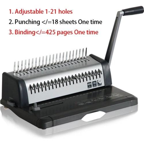 Heavy comb type A4 Binding machine 21 holes Perforating machine Hole puncher Article aprons clamp dual punch Bookbinding Machi