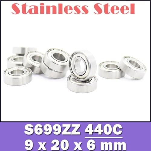 S699ZZ Bearing 9*20*6 mm ( 10PCS ) ABEC-1 440C Roller Stainless Steel S699Z S699 Z ZZ Ball Bearings