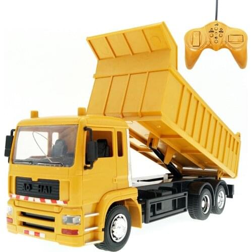 1/24 8CH Remote Control Dumper Truck Engineering Car with Music LED Kids Toy ForwardS Backward Left Right Dump Bed Up and Down