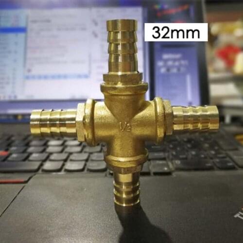 Hose Barb 32mm 4 Way Splitter Cross Brass Connector Coupling Adapter Fitting