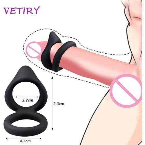 Silicone Penis Ring Dual Ring Delay Ejaculation Sex Toys for Men Erection Scrotum Bind Cock Ring Adult Product Couple Lover