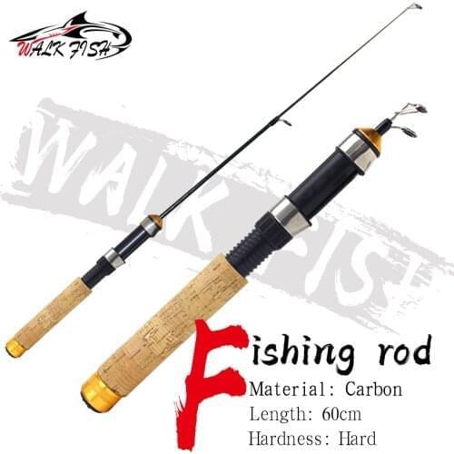 WALK FISH 60cm Ultra-Light Mini Telescopic Ice Fishing Rod Ice Winter Foam Handle Fishing Rods
