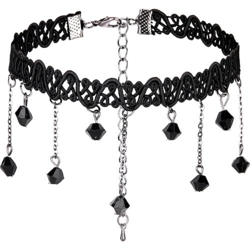 Vintage Lace Gothic Necklace Bracelet Victorian Gothic Tattoo Lace Choker Pendant Chain Cosplay Accessories