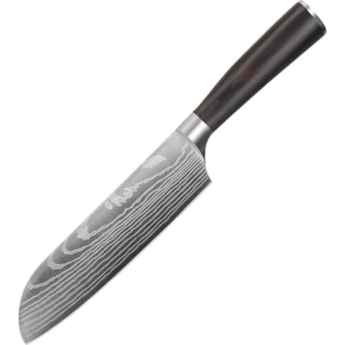 High Quality Stainless Steel 7'' Santoku Knife Slicing Chef Kitchen Knives pakka Handle Cook Cutter