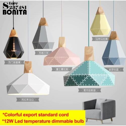 Nordic style Colorful cone droplight Simple luxury pendant lamp wood aluminum Danish Starry Diamond design lamp pendant lighting