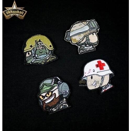 Funny big head soldier armband corpsman strong probe even cartoon soldier embroidered Velcro