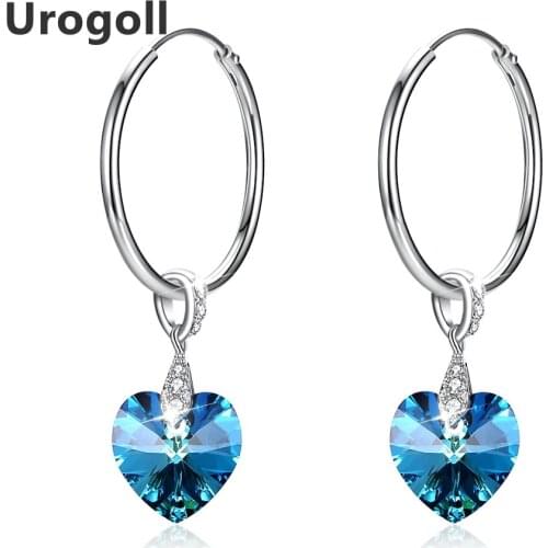 Genuine 925 Sterling Silver Fine Jewelry Trendy Heart Shaped Hoop Earrings For Women Anniversary Party Silver 925 Jewelry Gifts