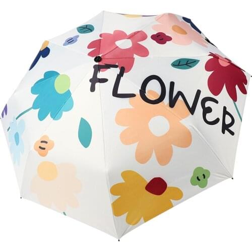 Umbrella Sunscreen UV Proof Folding Portable Creative Flower Student Sunshade Three- Folding Umbrella High Density Girls Fashion