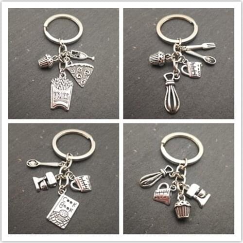 1pcs Cooking Keychain Cook Book Cupcake Charms Gift For Chef Bakers Baking Accessories Cake Makers Keyring