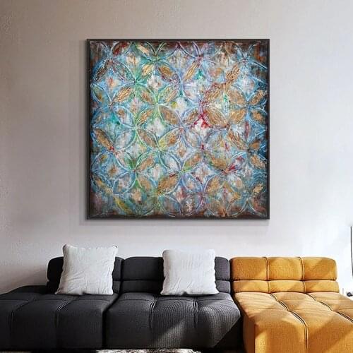 100% Hand Painted Large Size Abstract Geometric Oil Painting Textured Modern Canvas Art Decorative Paintings For Home Wall Decor