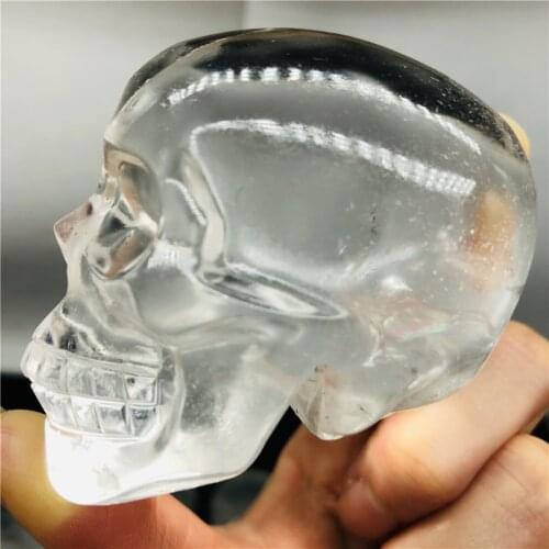 200-230g Rare white natural quartz crystal skull carving statue
