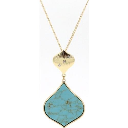 2018 new pink gourd shape stone pendant necklace women crystal long simple necklace