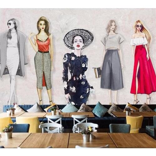 Beibehang Custom wallpaper 3D mural photo fashion retro hand-painted beauty clothing store tool background wall papel de parede