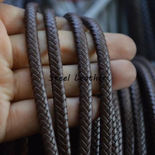 5m/lot Approx 5.6*4mm brown Microfiber Wide Flat Braided Leather Rope Black String Cord For DIY Bracelet Jewelry Craft Making