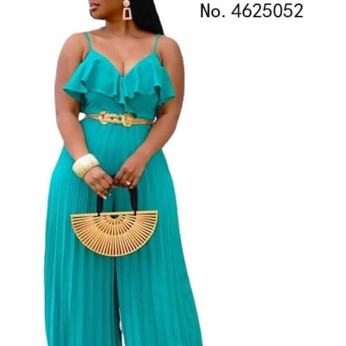 African Clothes Women Dashiki African Jumpsuit for Women Spaghetti Strap Jumpsuits Loose Style Long Overalls