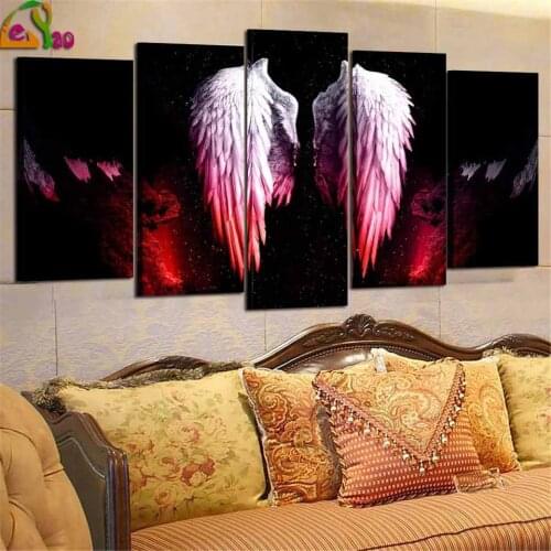 Diamond Wall Art 5 Piece Paintings Lucifer Angel Wings diy diamond painting multi-Pictures Home decor diamond embroidery Posters