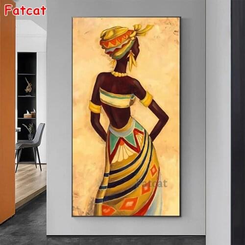 Abstract Beautiful African Woman 5D DIY Diamond Embroidery diamond painting Full Square Round mosaic Cross Stitch decor PP1918