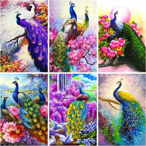 EverShine Full Drill Square Diamond Embroidery Peacock Diamond Painting DIY Animal 5D Cross Stitch Bird Mosaic Handicraft