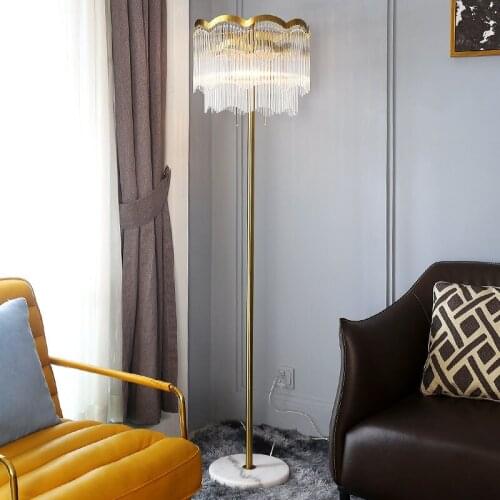 American Crystal Floor Lamp modern Stainless steel gold floor Lamps E27 LED Floor lights for living room study bedside office