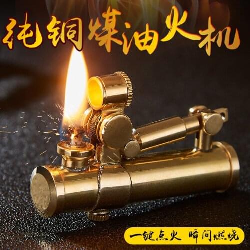 Retro lighter automatic mechanical lighter pure copper metal personality manual creativity