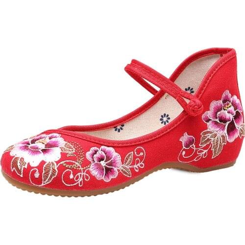 YourSeason Floral Embroidered Ladies Cotton Fabric Shoes Strengthen Sole Elegant Women Casual Walking Ballet Flats Breathable