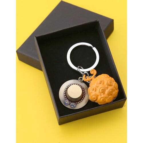 One Piece KeyChain Devil Fruit Ace Luffy Law Hat Key Holder Chaveiro Pendant Key Chain Metal Jewelry Gift keychain charms