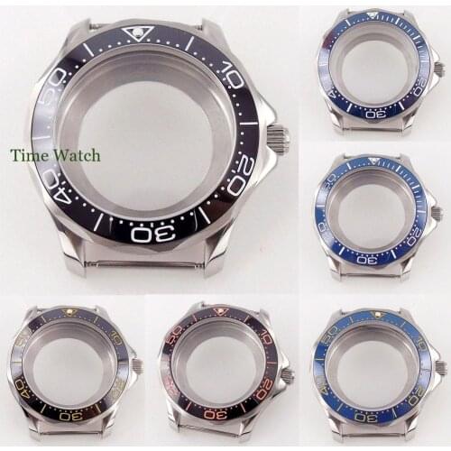 41mm Sapphire Watch Case For NH35/NH36 Miyota 8215 821A ETA 2836 DG 2813 Movement Rotating Bezel Ceramic Insert Glass Case Back