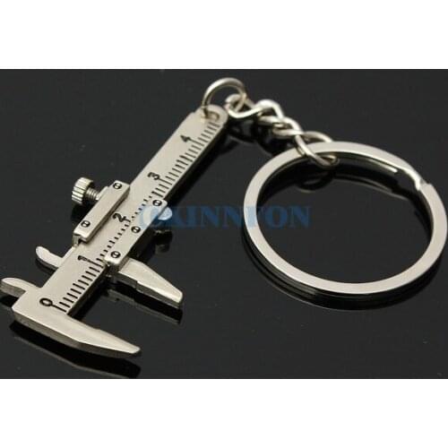 DHL 100PCS Special Simulation Model Slide Ruler Vernier Caliper Key Chain Keyring 3D