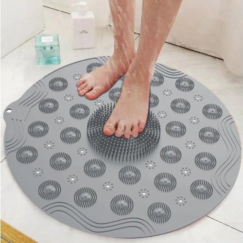 Europe Round Silicone Bathroom Floor Mats Multifunctional Water Absorption Home Toilet Shower Bath Mats Non-slip Massage Carpets