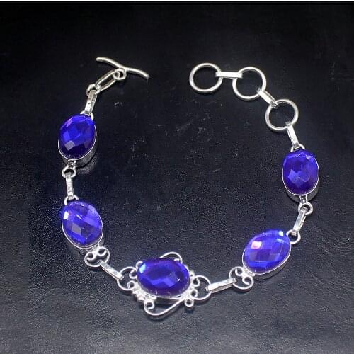 Gemstonefactory Jewelry Big Promotion Single Unique 925 Silver Faceted Mystical Topaz Lady Women Charm Bracelet 21cm 20213332