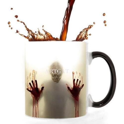 The walking dead coffee mugs heat Color changing tea cup Magic Mug gift zombie head double sides printing Dropshipping