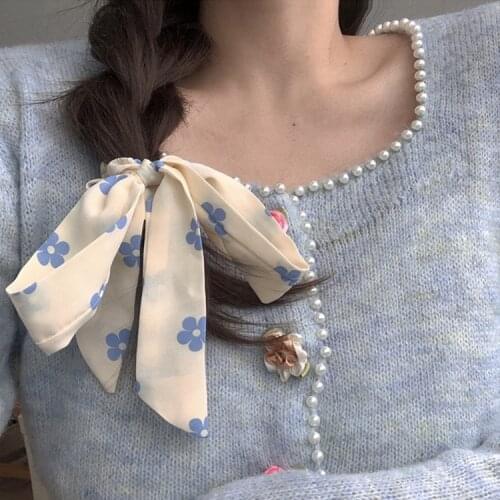 Korean Flower Strawberry Scrunchies Hair Ties High-grade Bow Ribbon Elastic Hair Bands Hair Circle Elegant Girl Hair Accessories