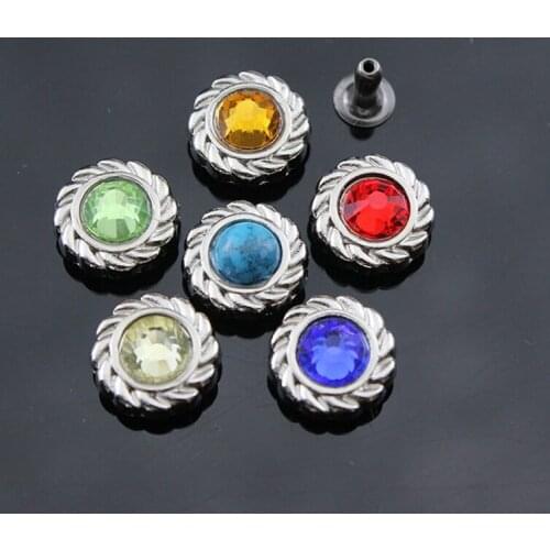 DIY leather craft fake diamond stone design metal wallet belt decoration rivet and studs 50sets/lot