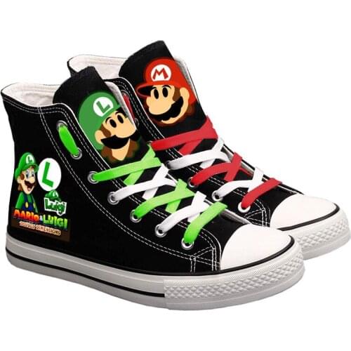 Cute Super Mario Printed Sneakers Shoes Women Men Canvas Shoes Cartoon Casual Shoes Teenagers Student Boy and Girl Sports Shoes