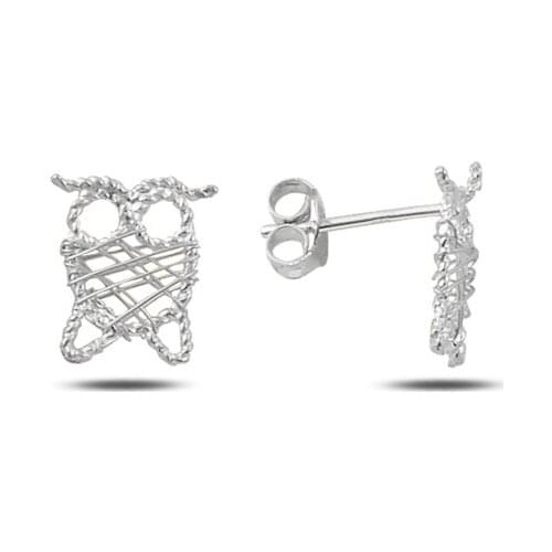 KUTAYDAN Wire Knitted Owl Earrings 925 Sterling Silver