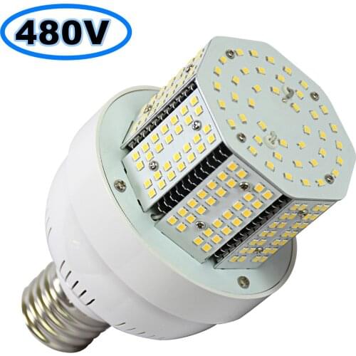 480Volt LED Corn Light Bulb E39,50W Cob Corn Bulb 5000K Daylight Garage Light for High Bay Shoebox Parking Lot Retrofit Indoor